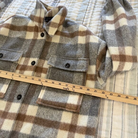 Fore Plaid Wool Blend Button Up Thick Flannel Shacket Womens size Small - Picture 9 of 10
